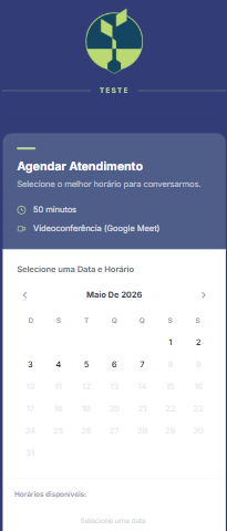 Tela de agendamento do GaiaFlow no celular